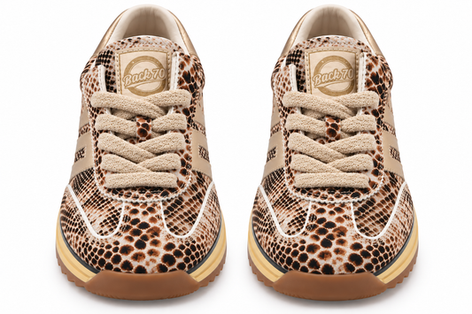 Zapatillas Jogger Animal Print y Oro - BACK 70