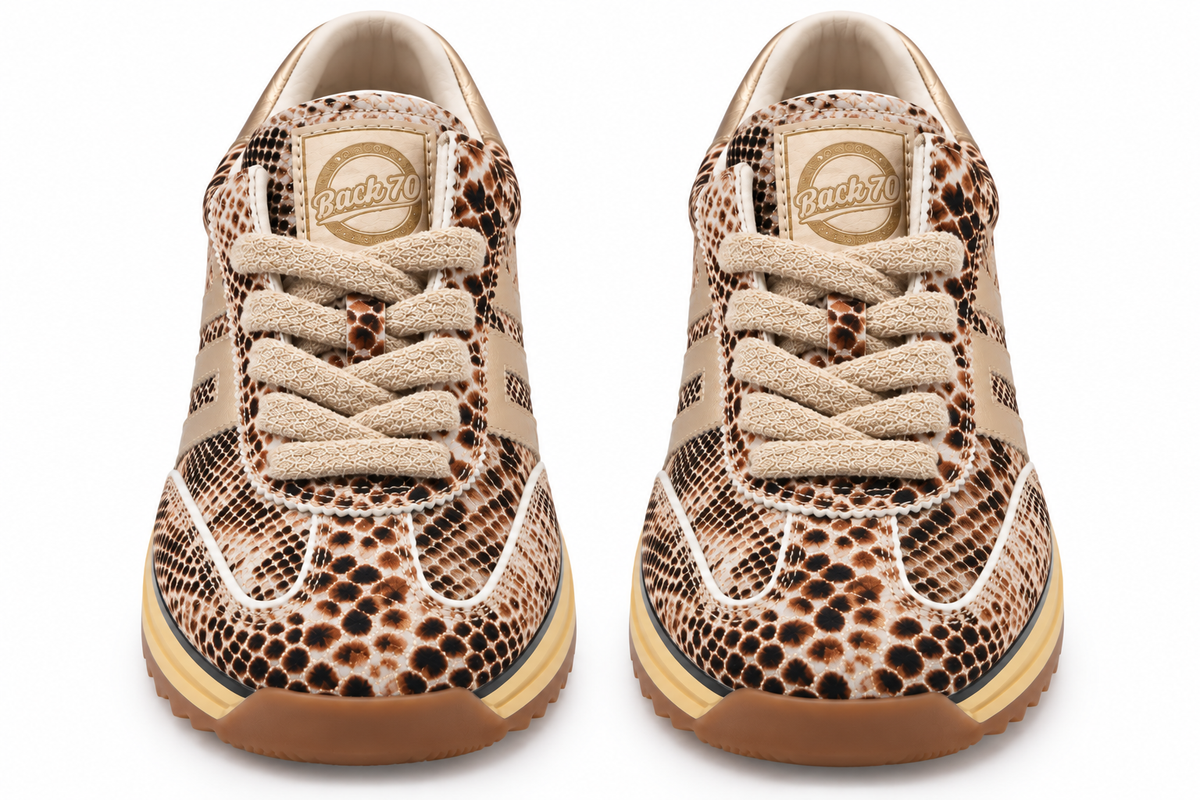 Zapatillas Jogger Animal Print y Oro - BACK 70