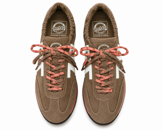 Zapatillas Retro Serraje Marrón y Coral - BACK 70