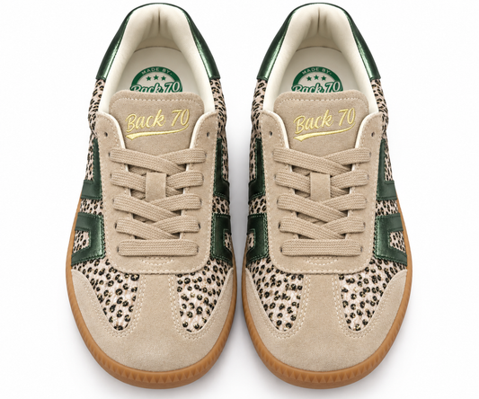 Zapatillas Retro Leopardo y Verde Metalizado - BACK 70
