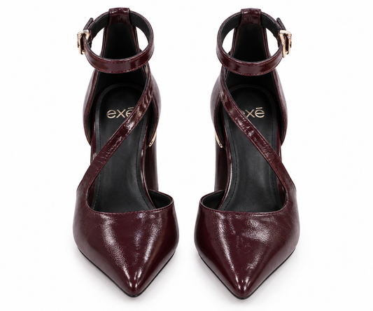 Zapatos Salón d'Orsay Charol Burdeos y Tacón Bloque - EXÉ