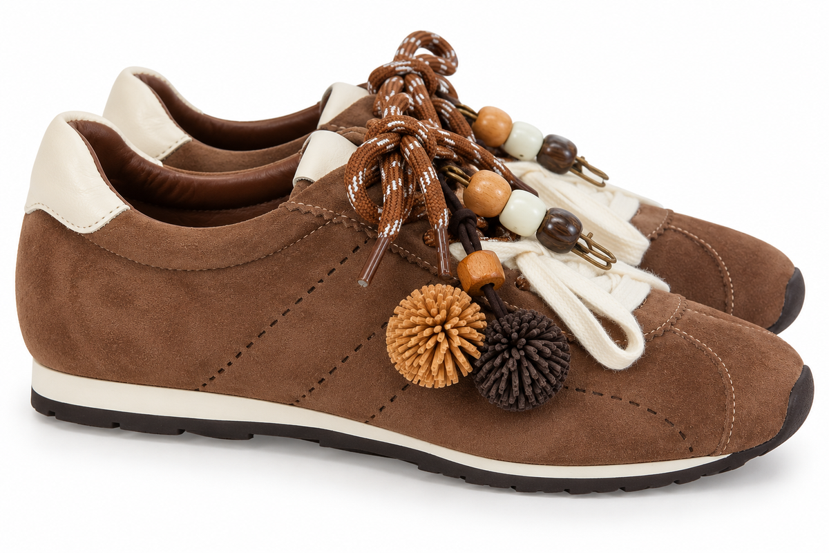 Zapatillas Retro Efecto Ante Marrón con Plantilla de Piel - EXÉ