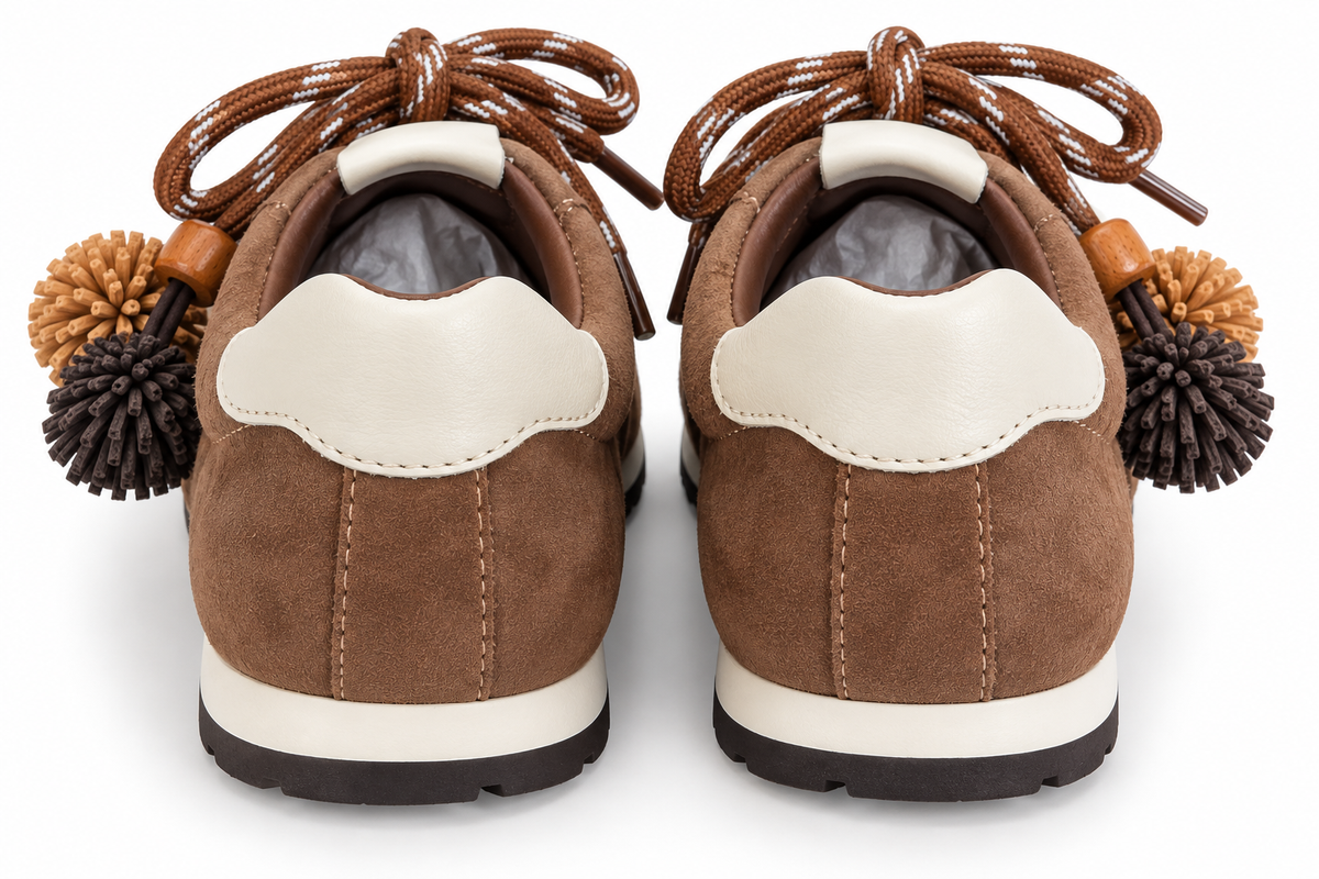 Zapatillas Retro Efecto Ante Marrón con Plantilla de Piel - EXÉ