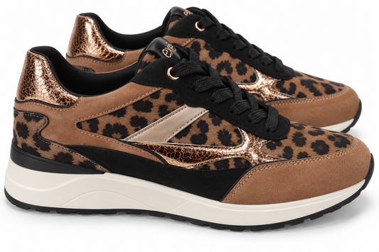 Zapatillas Urbanas Leopardo y Bronce Metalizado Confort - EXÉ