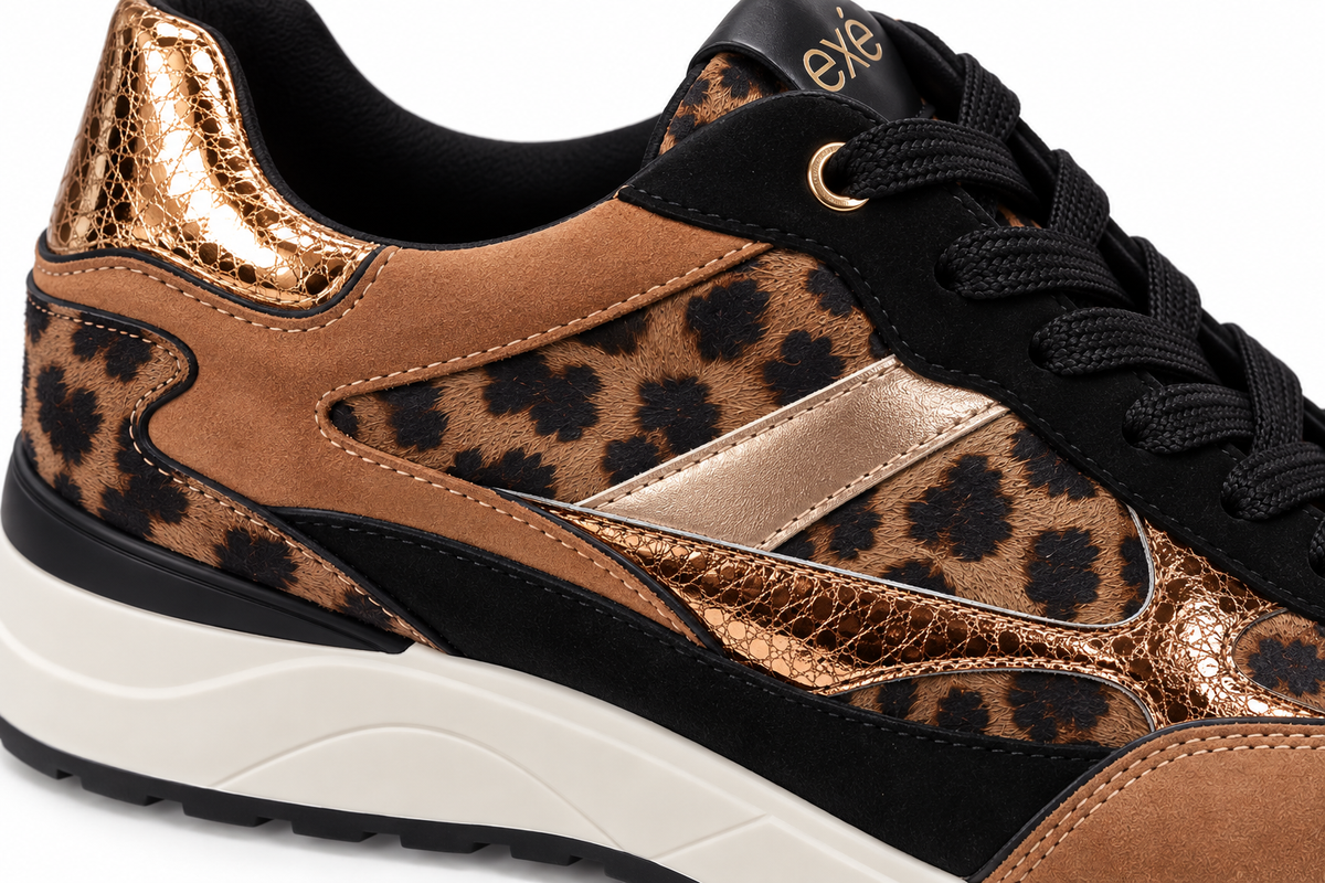 Zapatillas Urbanas Leopardo y Bronce Metalizado Confort - EXÉ