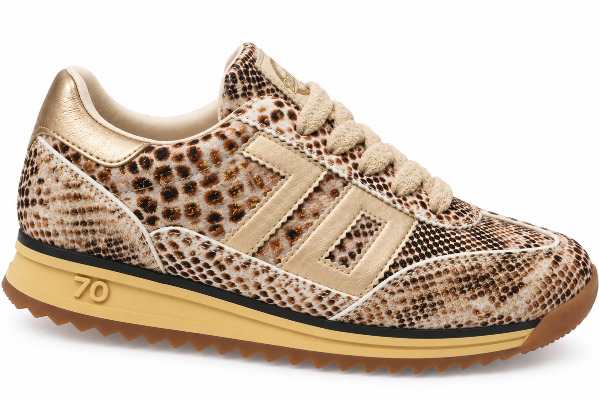Zapatillas Jogger Animal Print y Oro - BACK 70