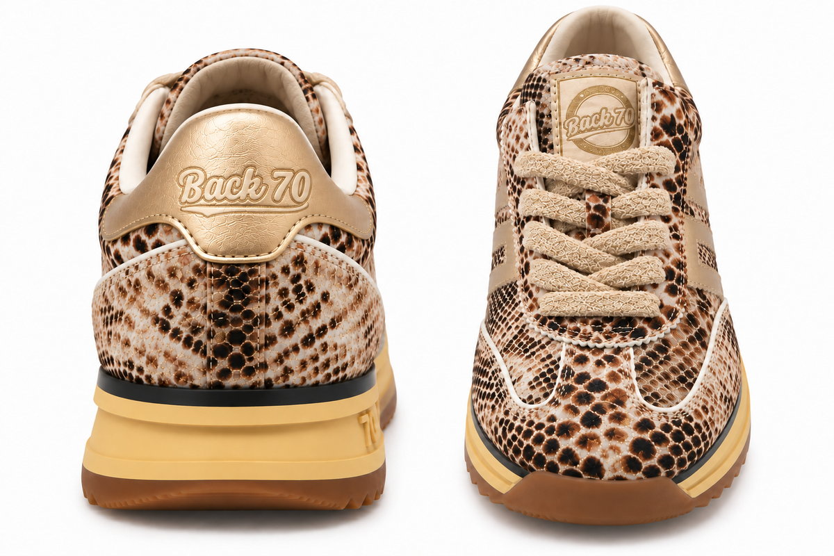 Zapatillas Jogger Animal Print y Oro - BACK 70