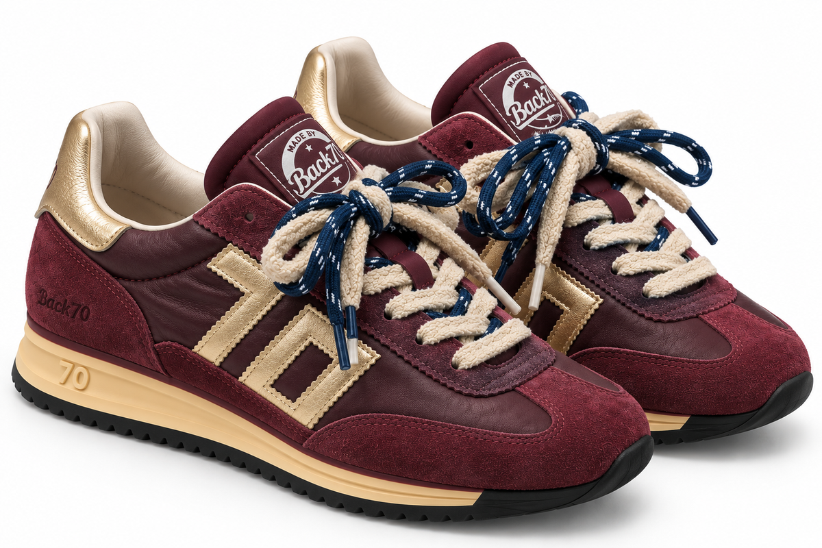 Zapatillas Jogger Borgoña y Oro - BACK 70