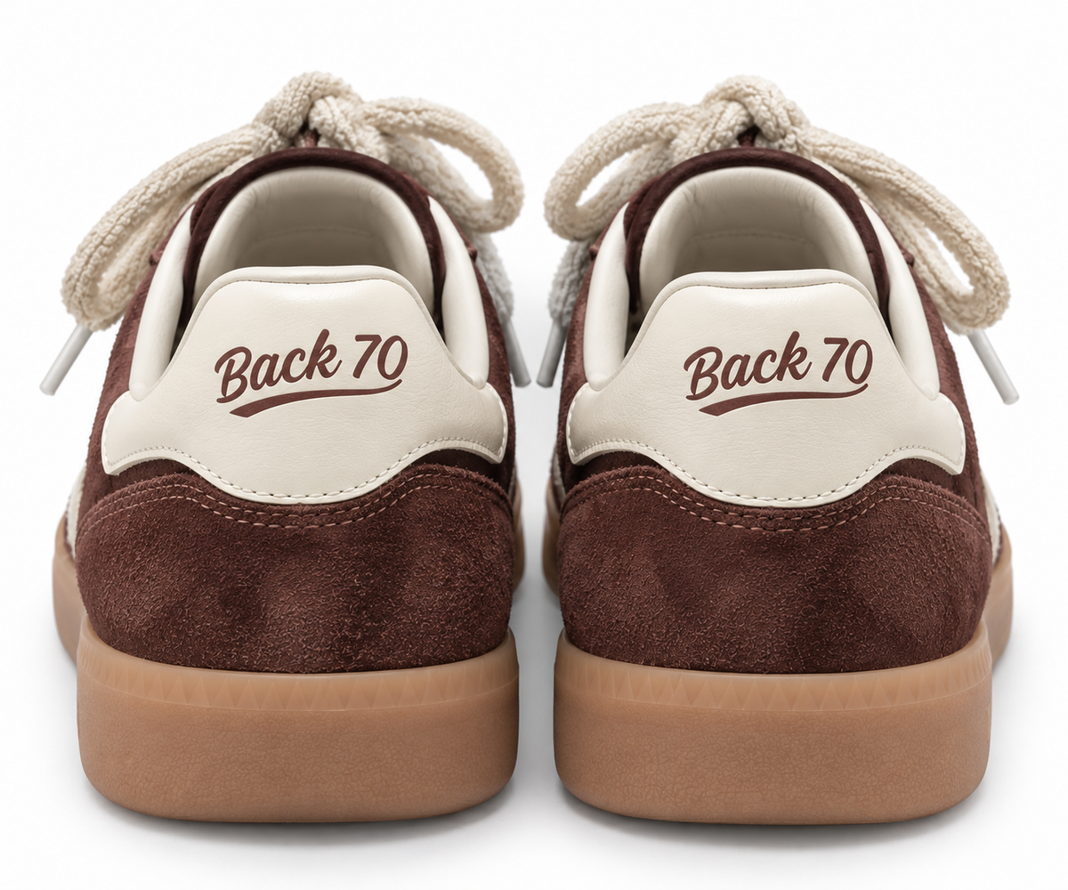 Zapatillas Retro Ante y Ganchillo Marrón - BACK 70
