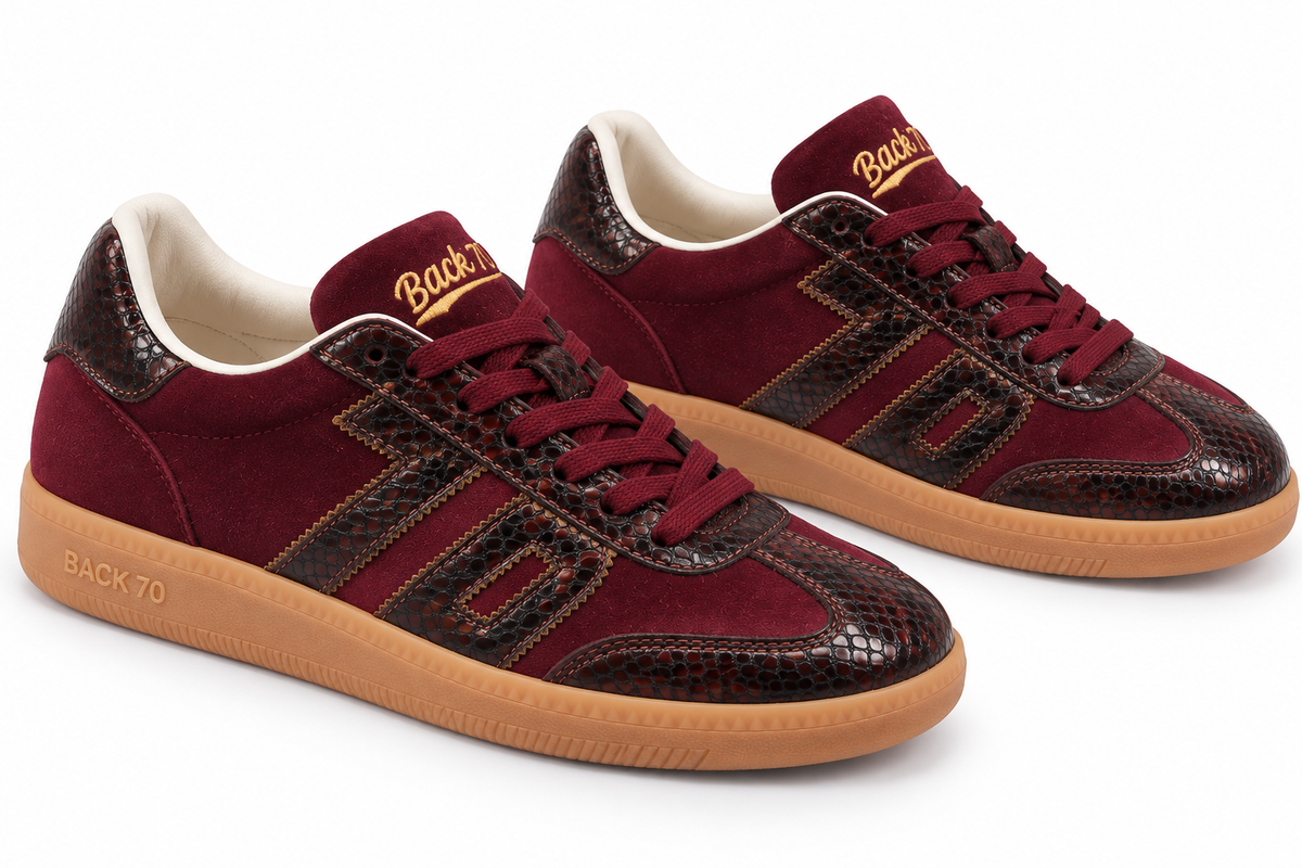 Zapatillas Retro Ante Vino y Serpiente - BACK 70