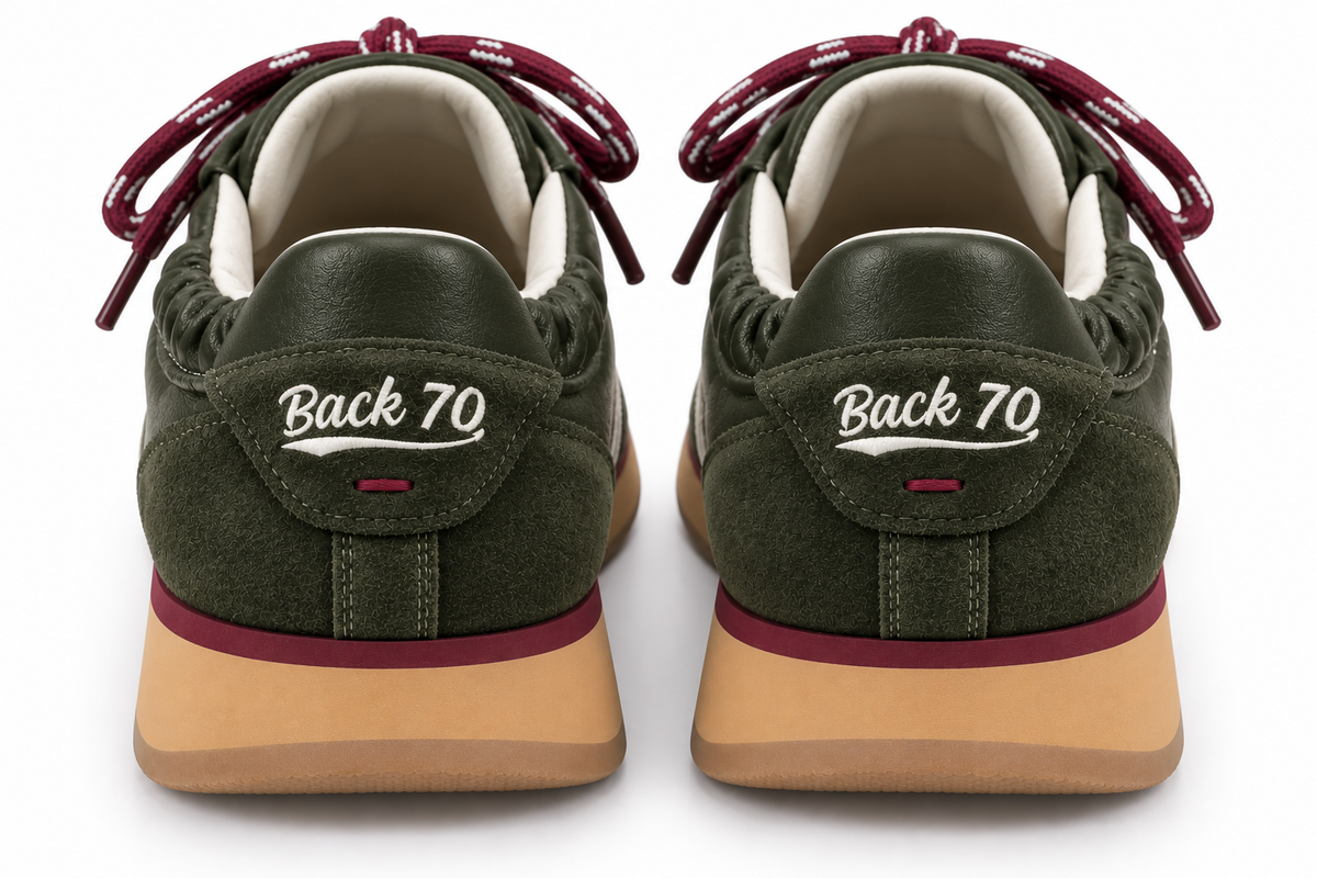 Zapatillas Retro Kaki y Cordones Burdeos - BACK 70