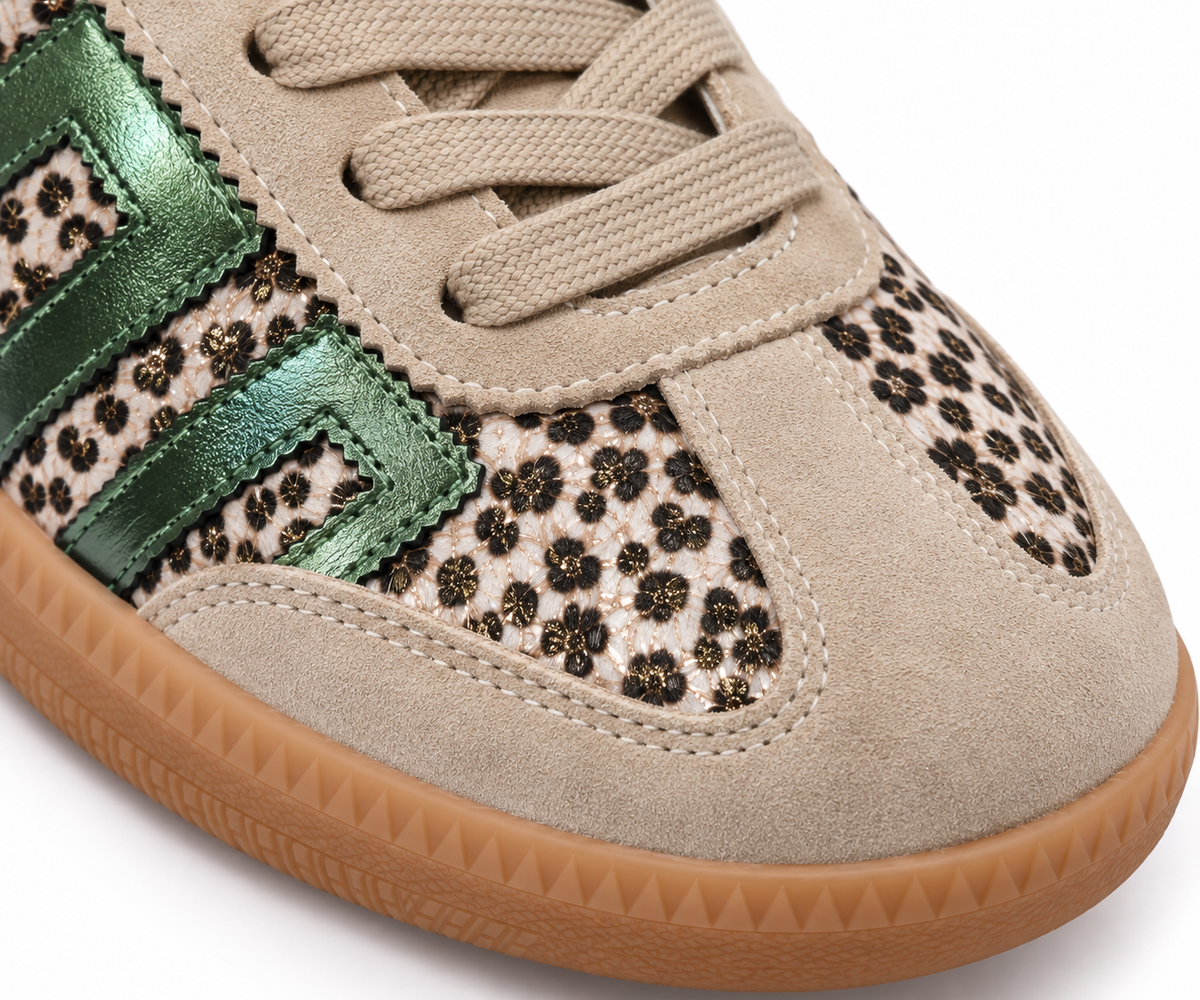 Zapatillas Retro Leopardo y Verde Metalizado - BACK 70