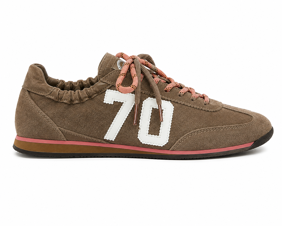 Zapatillas Retro Serraje Marrón y Coral - BACK 70