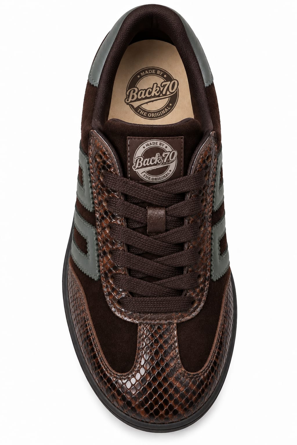 Zapatillas Jogger Ante Marrón y Serpiente - BACK 70