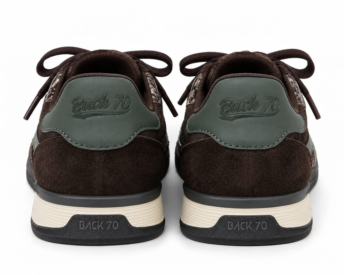 Zapatillas Jogger Ante Marrón y Serpiente - BACK 70