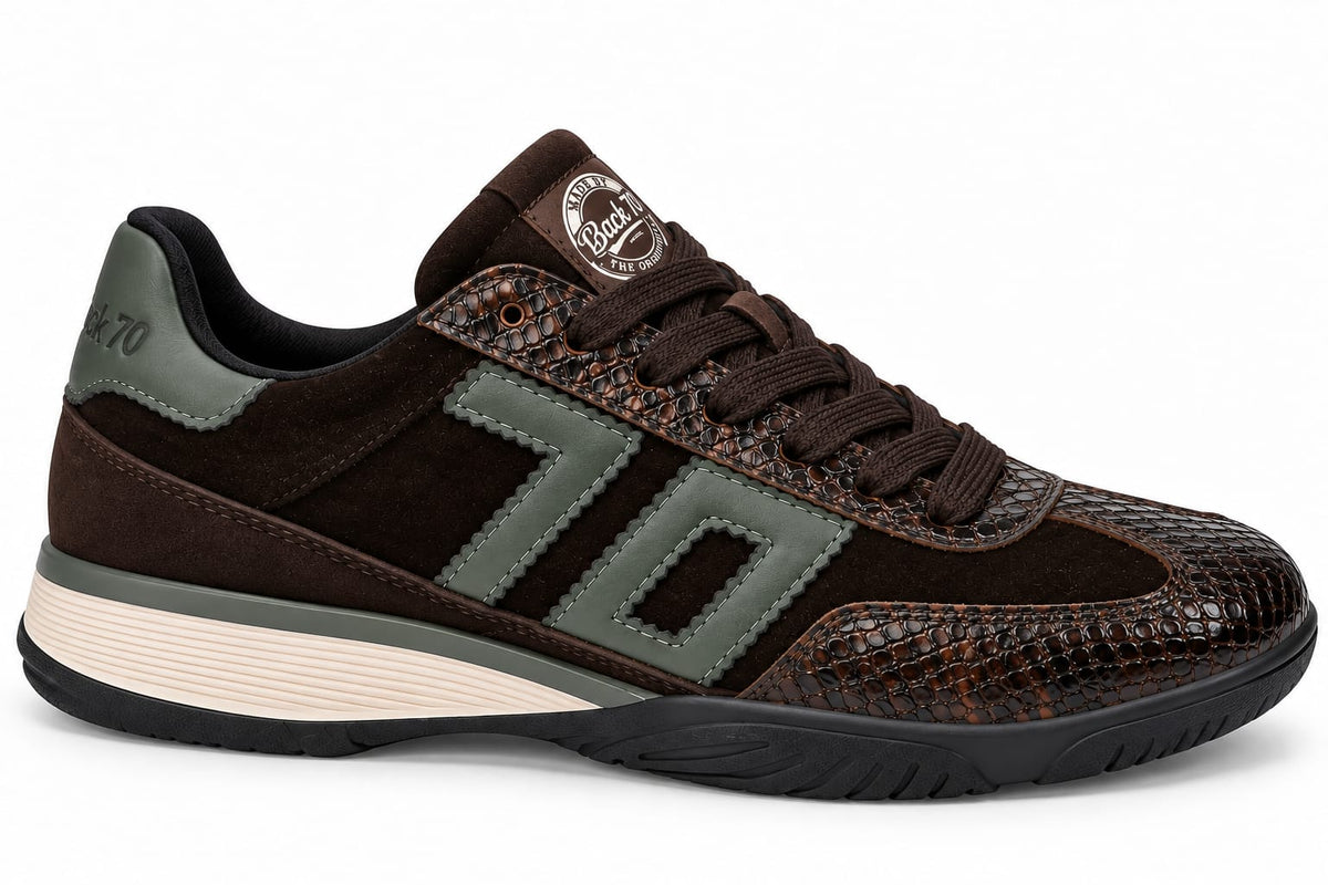 Zapatillas Jogger Ante Marrón y Serpiente - BACK 70