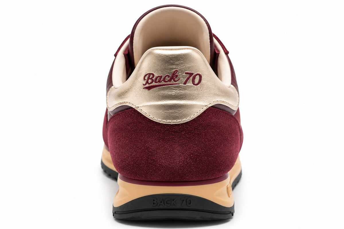 Zapatillas Jogger Borgoña y Oro - BACK 70